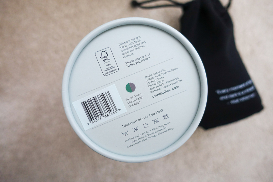 ostrichpillow eye mask fsc approved cardboard